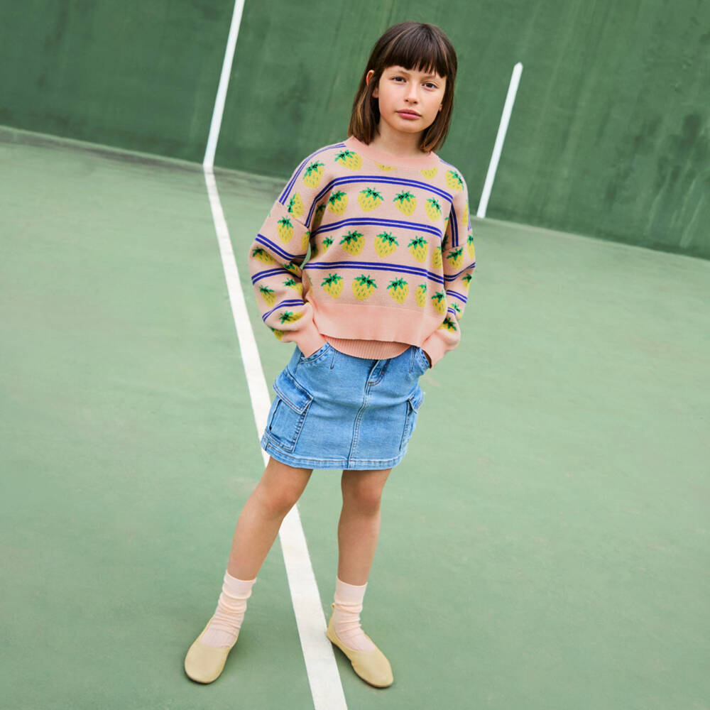 Molo-Джемпер вязаный розовый с клубничным поцелуем для девочек | Childrensalon Outlet