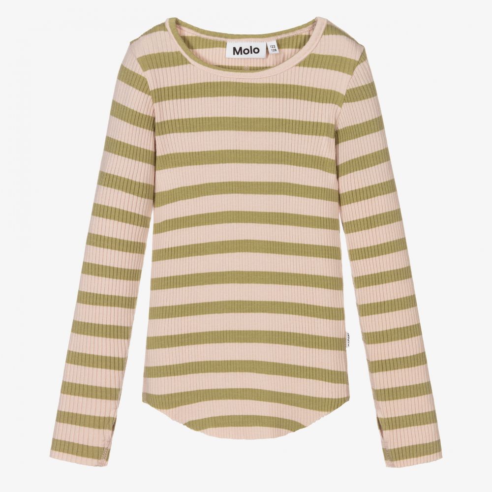 Molo - Girls Striped Cotton Top | Childrensalon