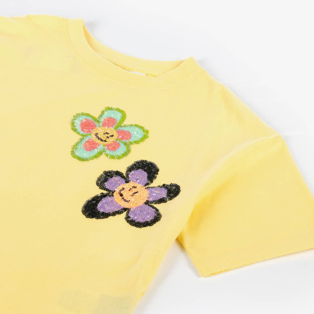 Molo-Girls Sunlit Sequin Floral Tee | Childrensalon Outlet