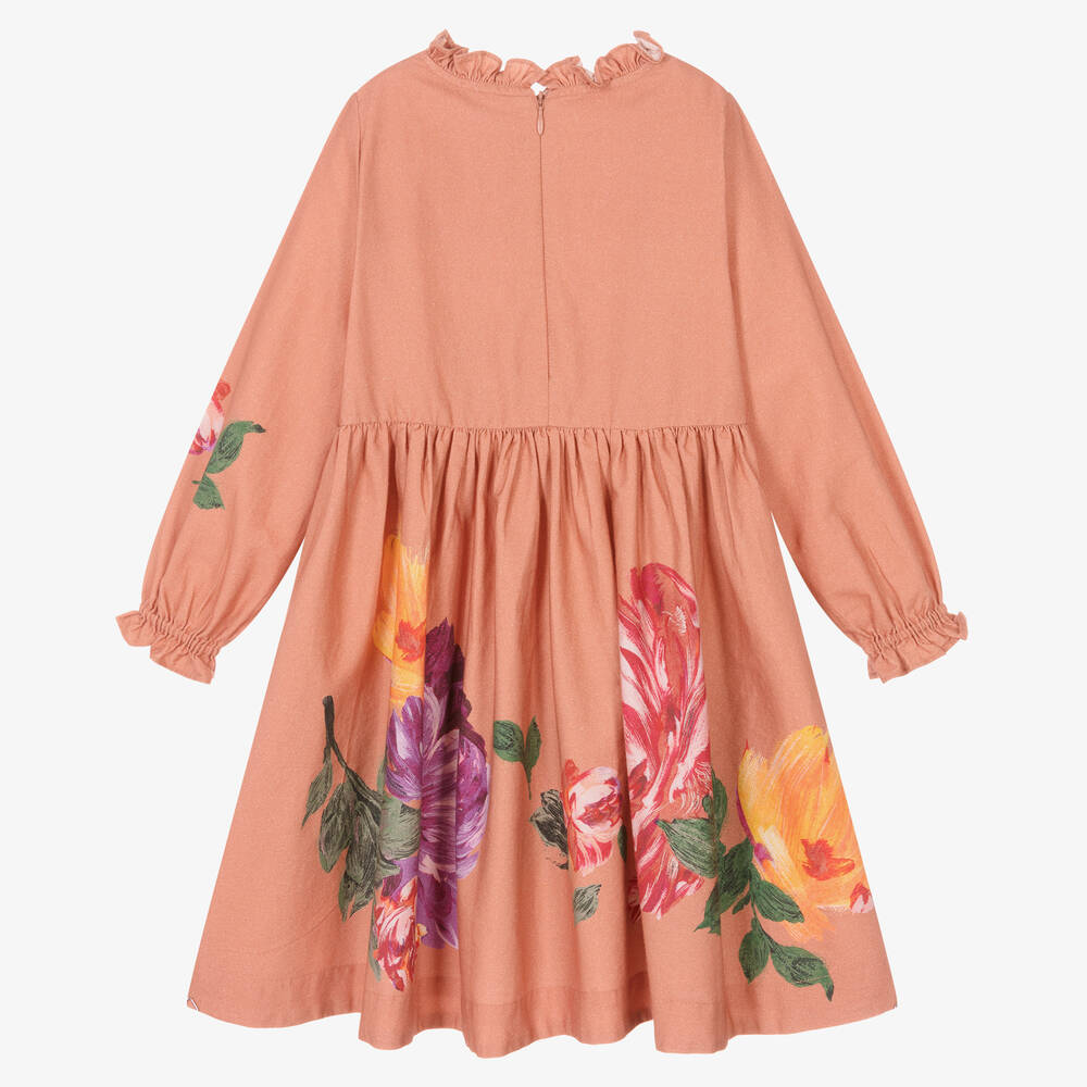 Molo-Girls Terracotta Pink Floral Dress | Childrensalon Outlet