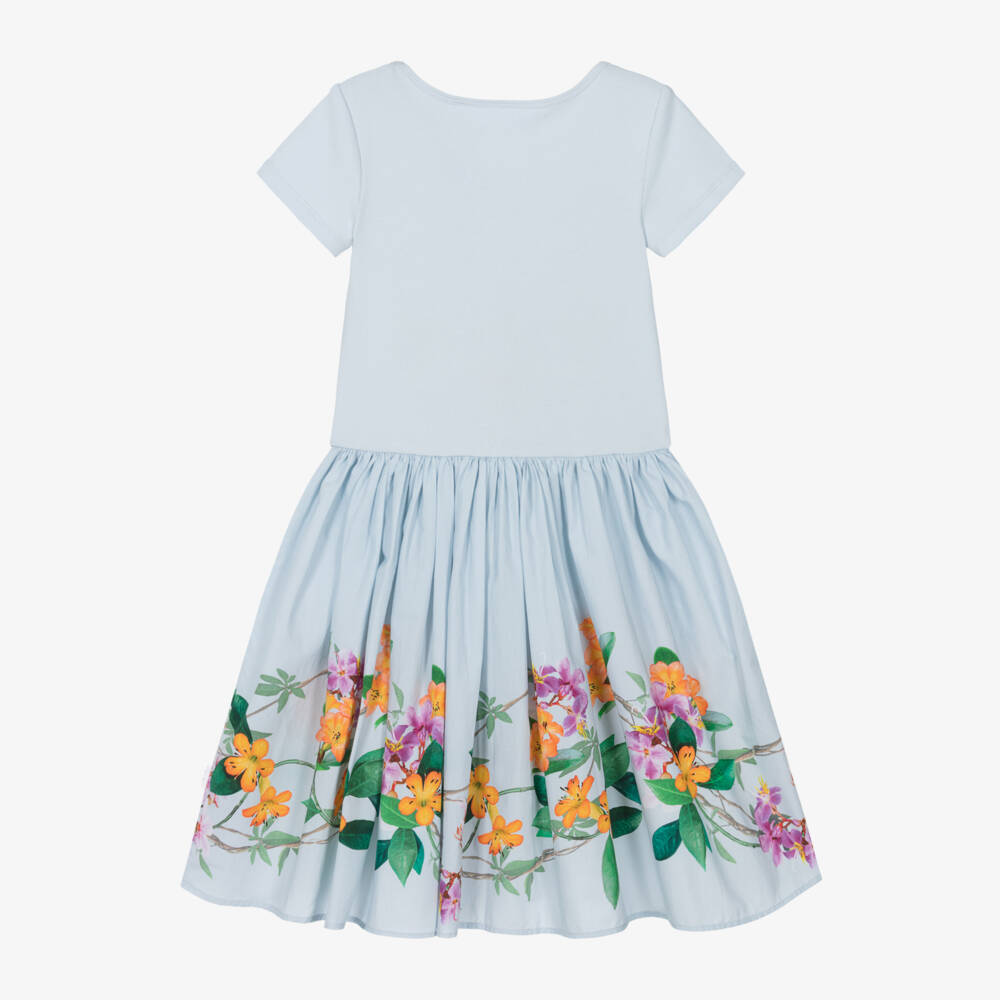Molo-Girls Tropical Blue Floral Frock | Childrensalon Outlet