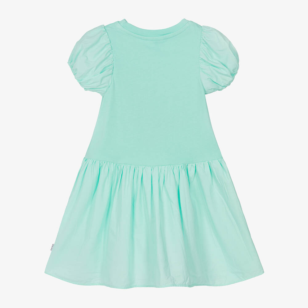 Molo-Girls Turquoise Green Cotton Dress | Childrensalon Outlet