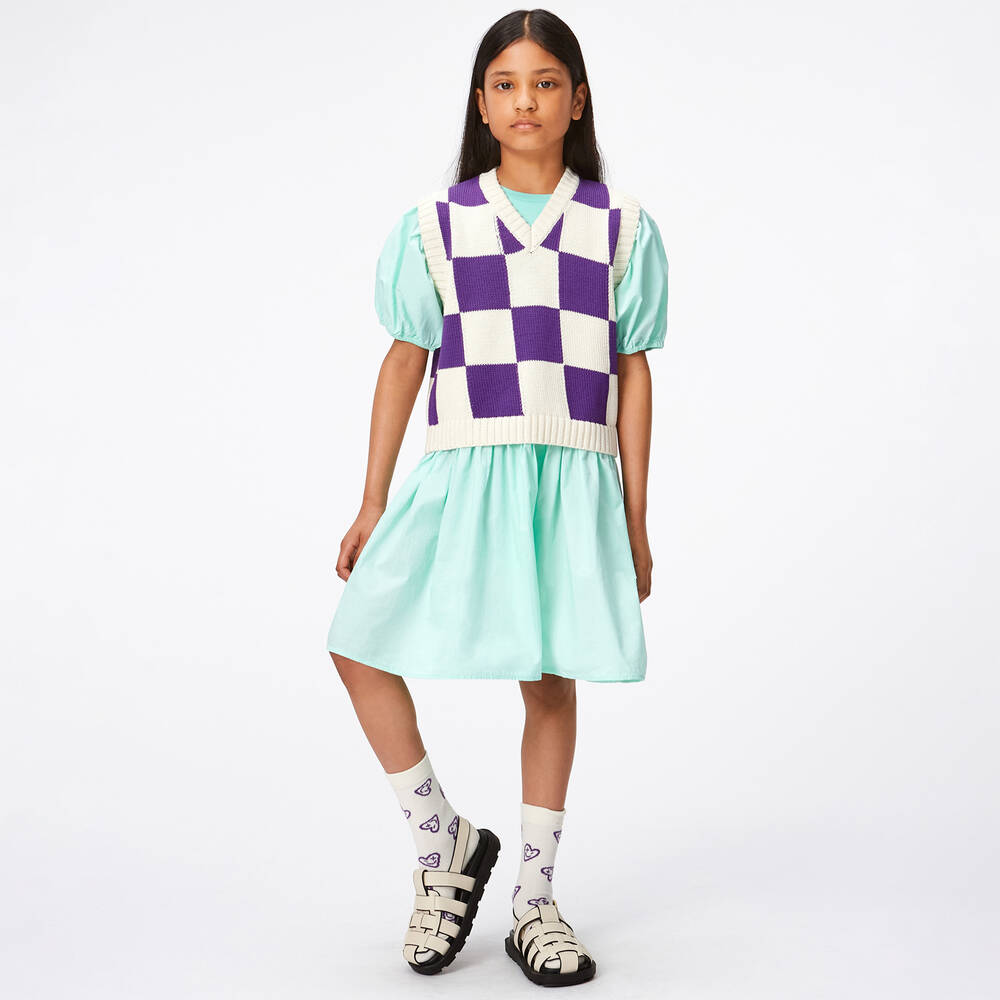 Molo-Girls Turquoise Green Cotton Dress | Childrensalon Outlet