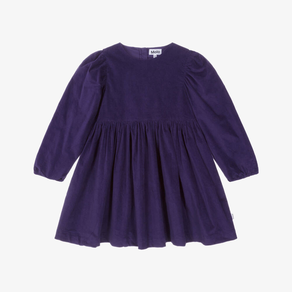 Molo-Girls Velvet Purple Cotton Dress | Childrensalon Outlet