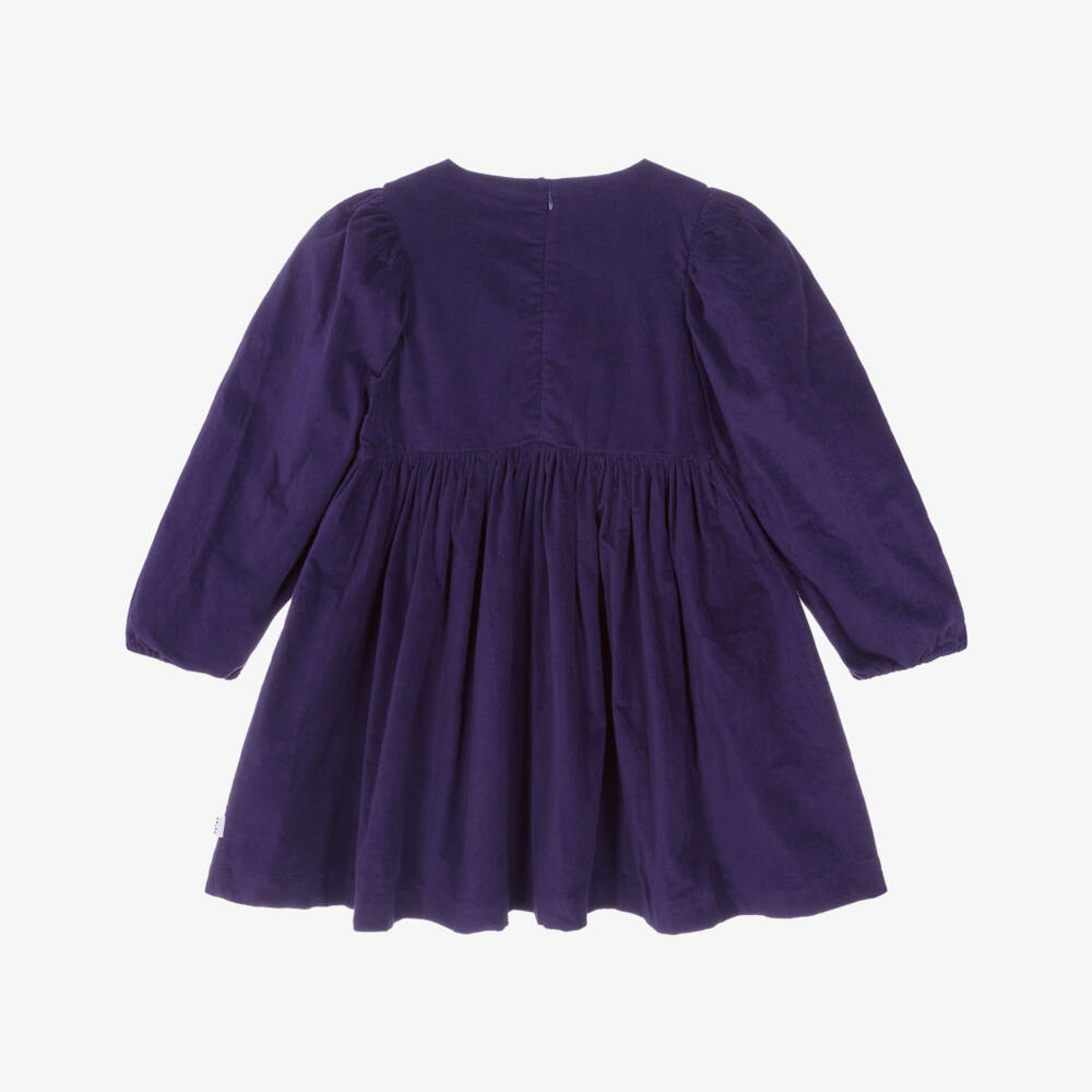 Molo-Girls Velvet Purple Cotton Dress | Childrensalon Outlet