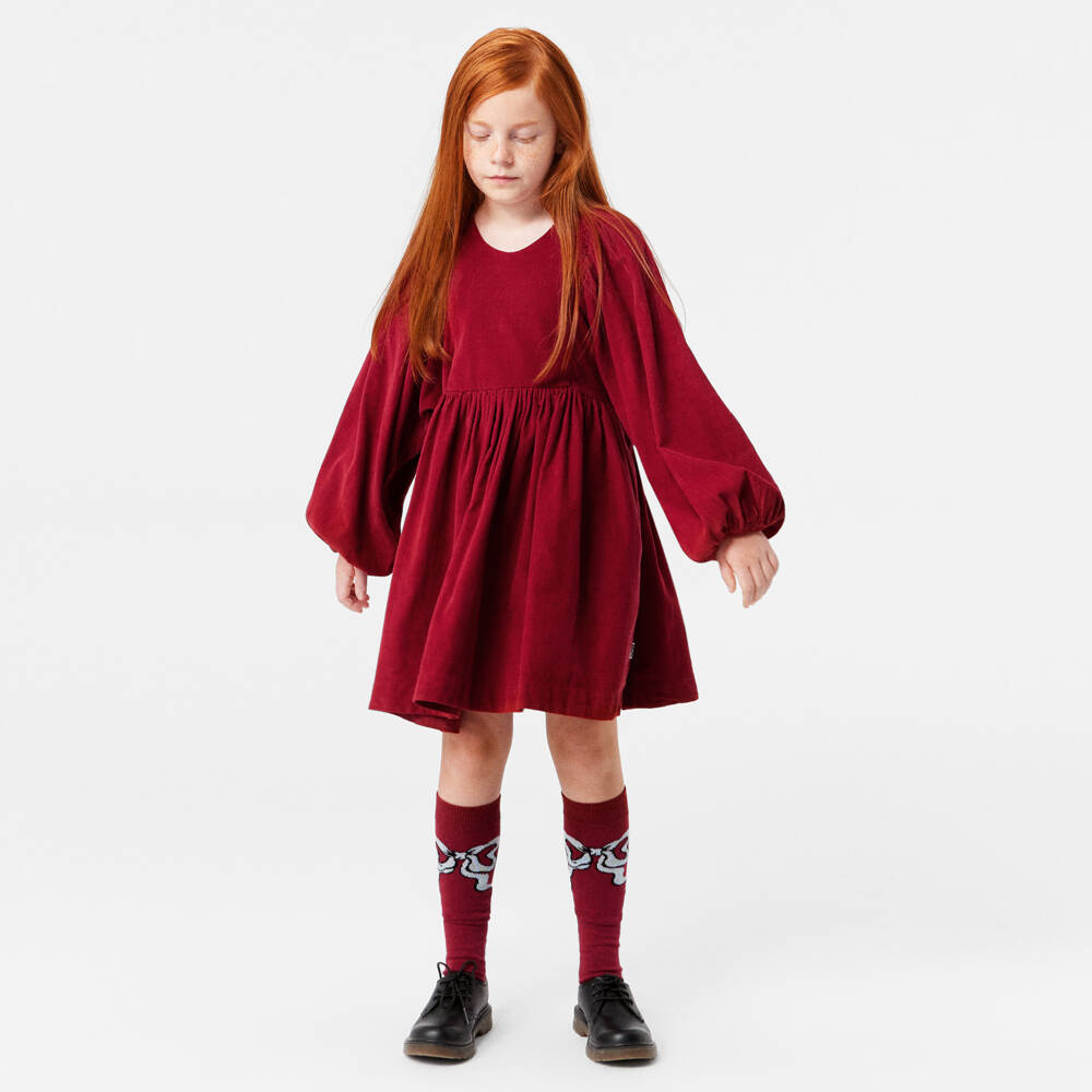 Molo-Girls Velvety Puff Sleeve Dress | Childrensalon Outlet