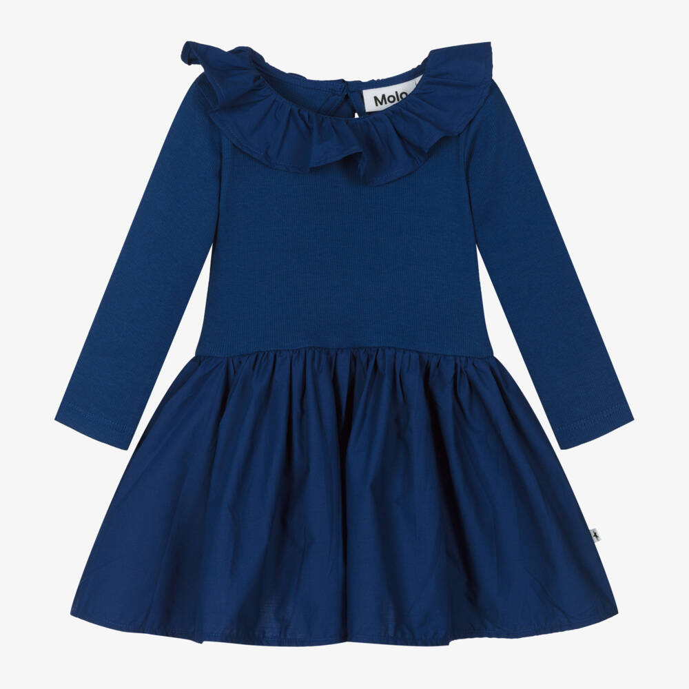 Molo-Girls Vibrant Blue Frilled Dress | Childrensalon Outlet