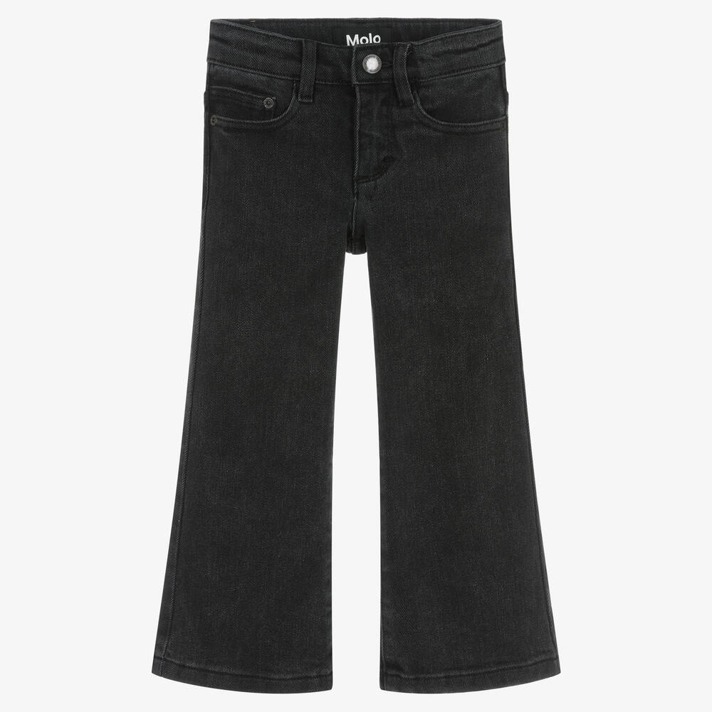 Molo - Girls Washed Black Cotton Denim Jeans  | Childrensalon