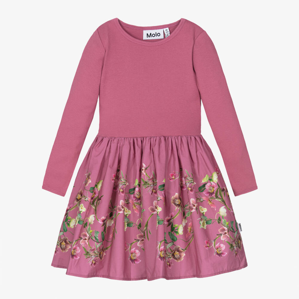 Molo-Girls Wavy Floral Cotton Dress | Childrensalon Outlet