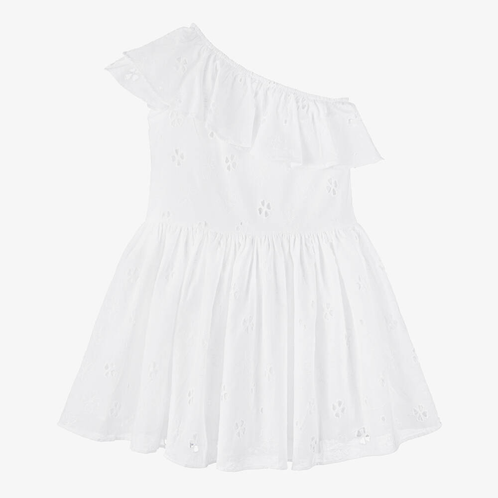 Molo-Girls White Broderie Anglaise Cotton Dress | Childrensalon Outlet