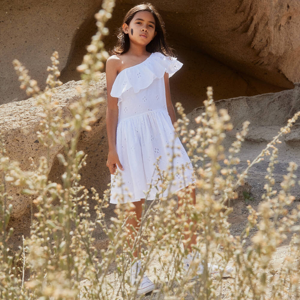 Molo-Girls White Broderie Anglaise Cotton Dress | Childrensalon Outlet