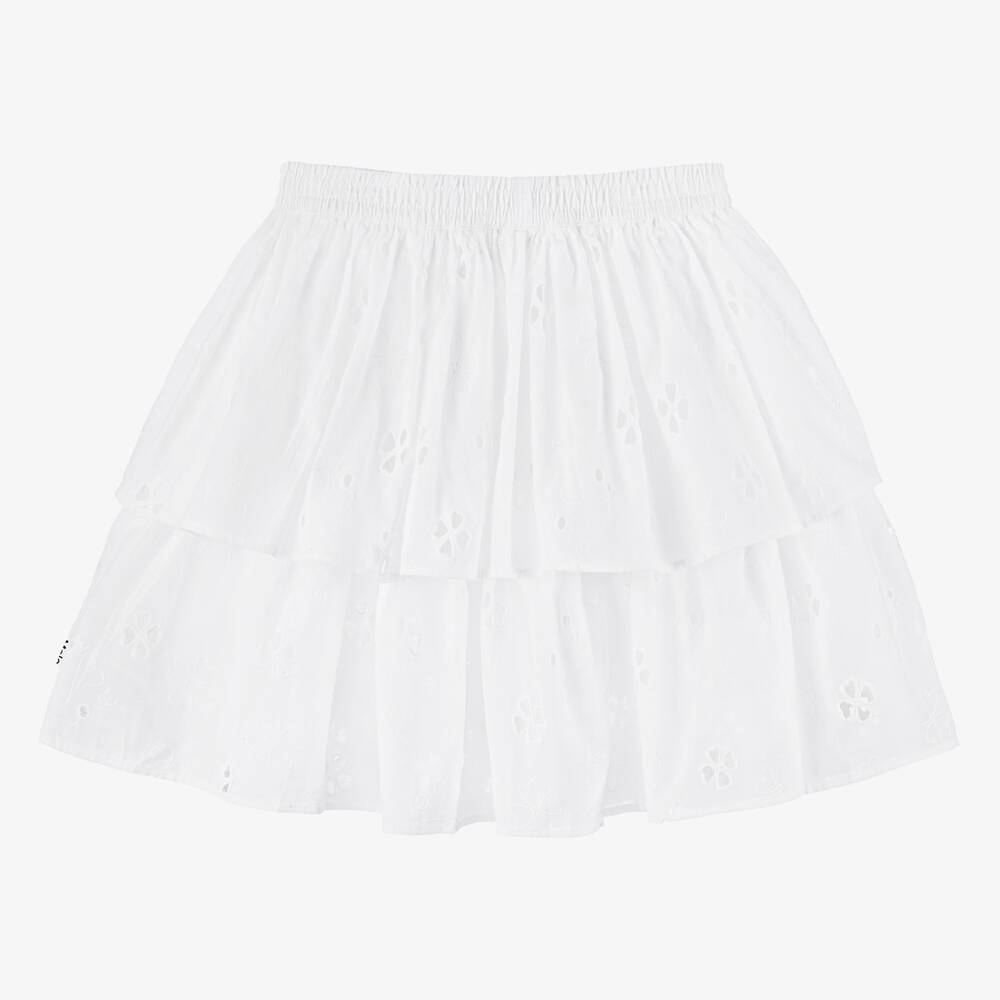 Molo-تنورة قطن عضوي برودوري عضوي لون أبيض | Childrensalon Outlet