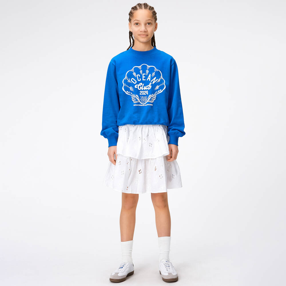 Molo-تنورة قطن عضوي برودوري عضوي لون أبيض | Childrensalon Outlet