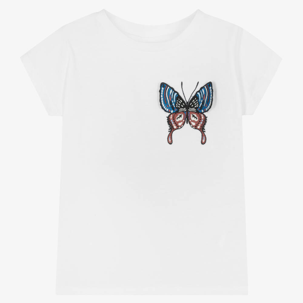 Molo - Белая хлопковая футболка с бабочкой | Childrensalon
