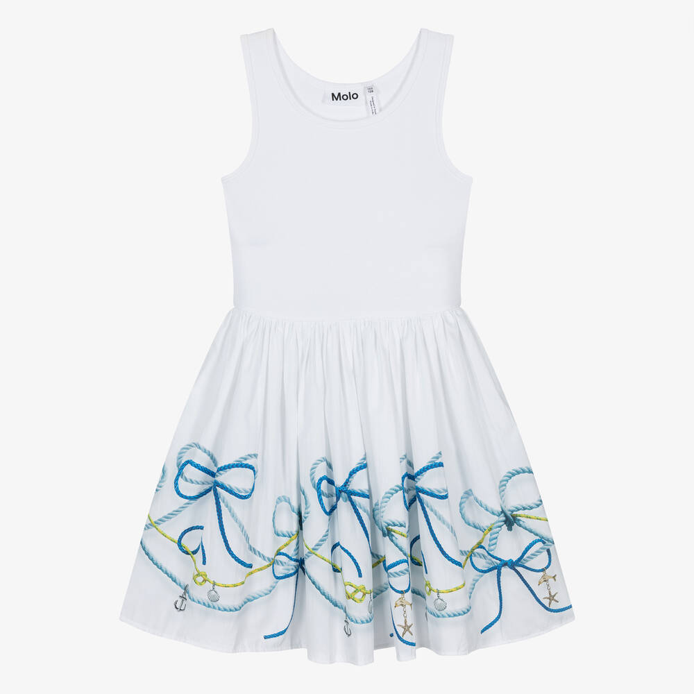Molo-Girls White Cotton Nautical Dress | Childrensalon Outlet