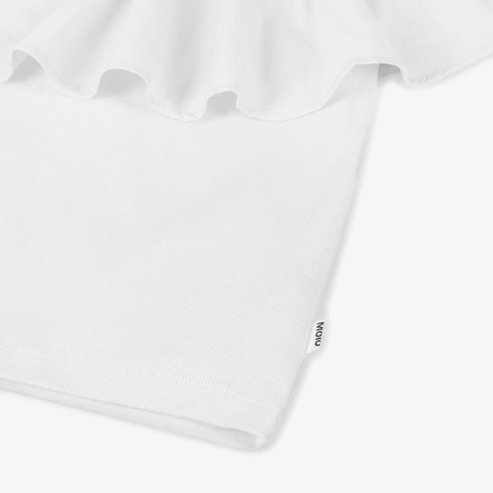 Molo-Girls White Cotton One-Shoulder Top | Childrensalon Outlet