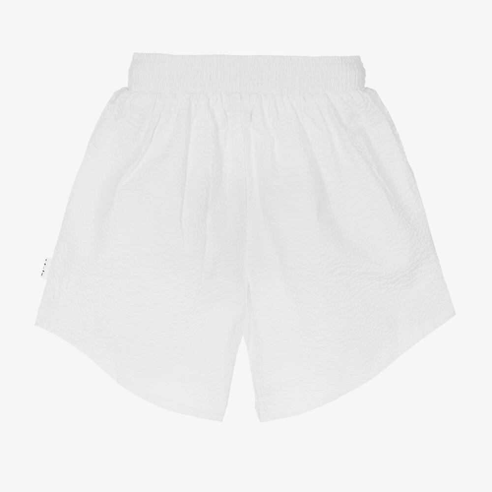 Molo-Girls White Cotton Seersucker Shorts | Childrensalon Outlet
