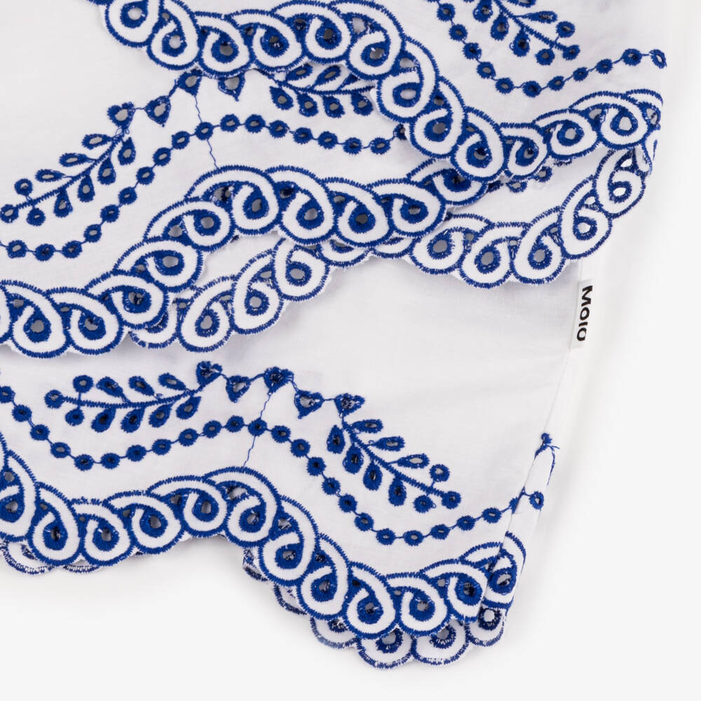 Molo-Girls White Embroidered Poplin Dress | Childrensalon Outlet