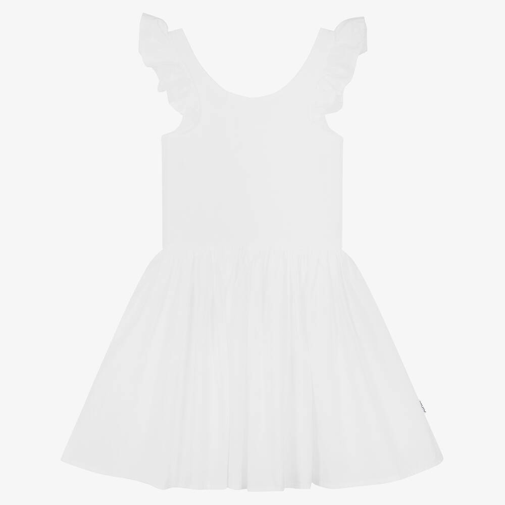 Molo - Girls White Organic Cotton Dress | Childrensalon