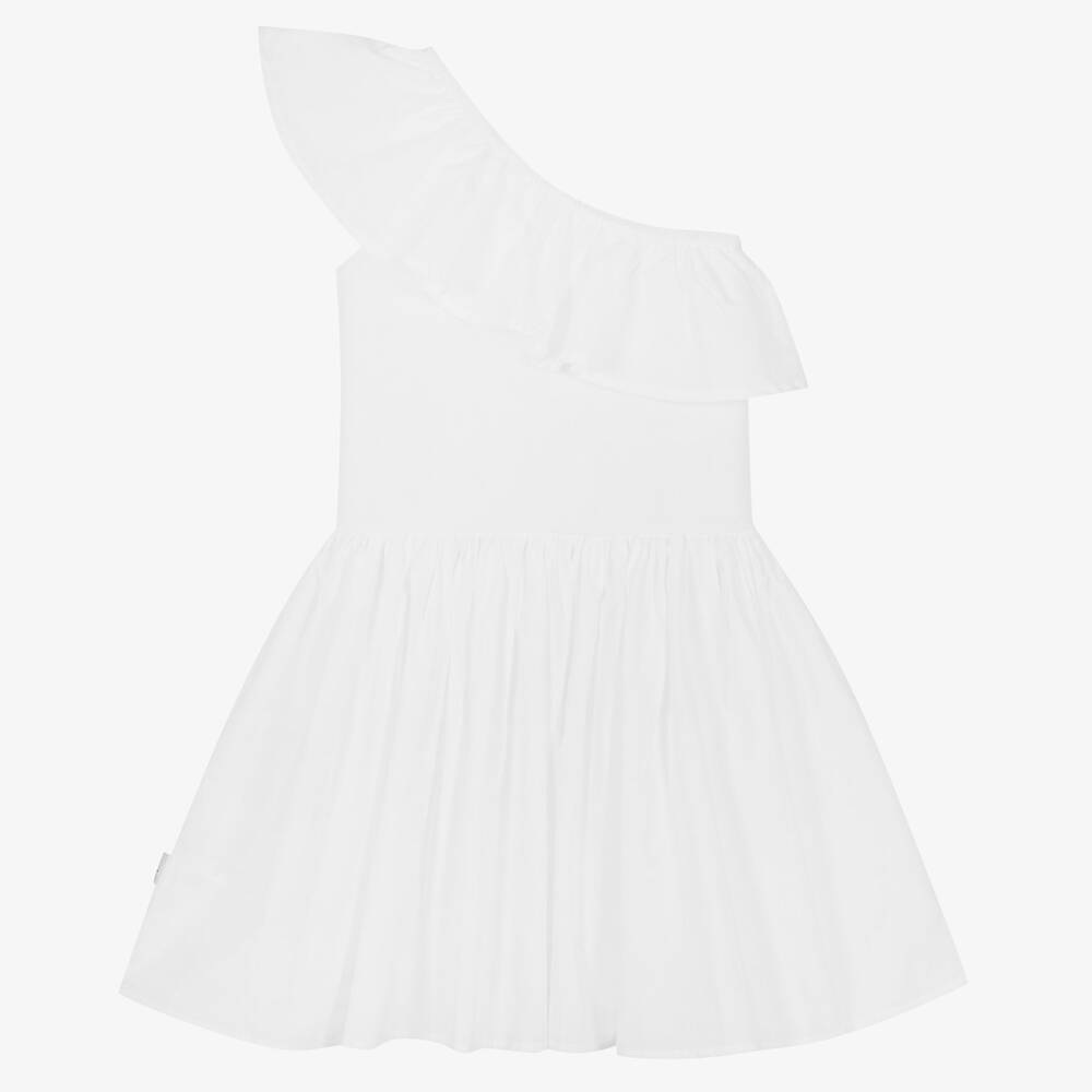 Molo-Girls White Organic Cotton Ruffle Dress | Childrensalon Outlet