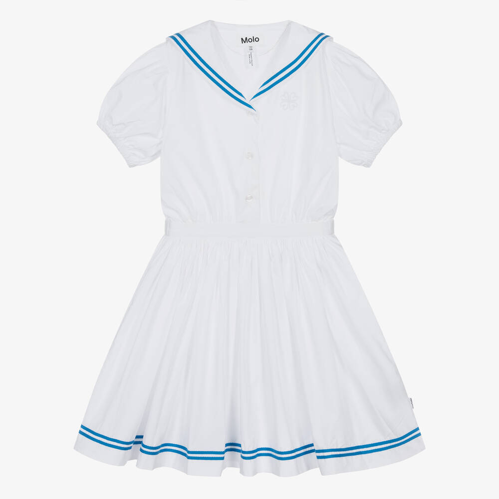 Molo-Girls White Organic Cotton Sailor Dress | Childrensalon Outlet