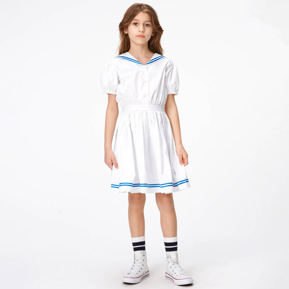 Molo-Girls White Organic Cotton Sailor Dress | Childrensalon Outlet