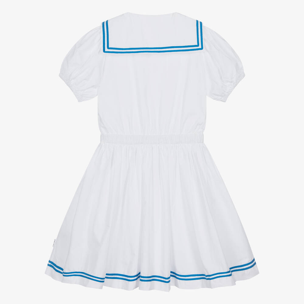 Molo-Girls White Organic Cotton Sailor Dress | Childrensalon Outlet