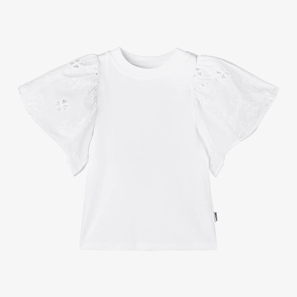 Molo-Girls White Organic Cotton Top | Childrensalon Outlet