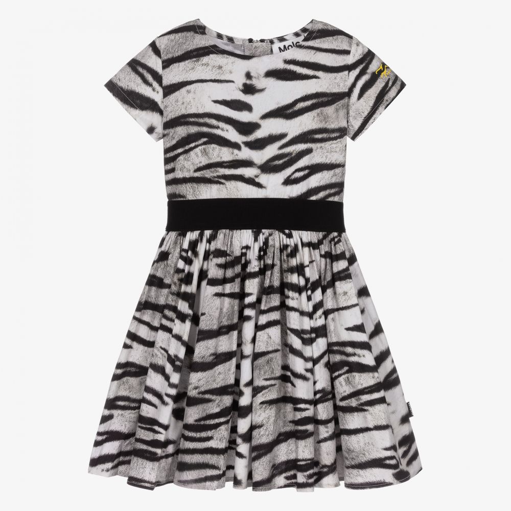 Molo - Girls White Tiger Dress | Childrensalon