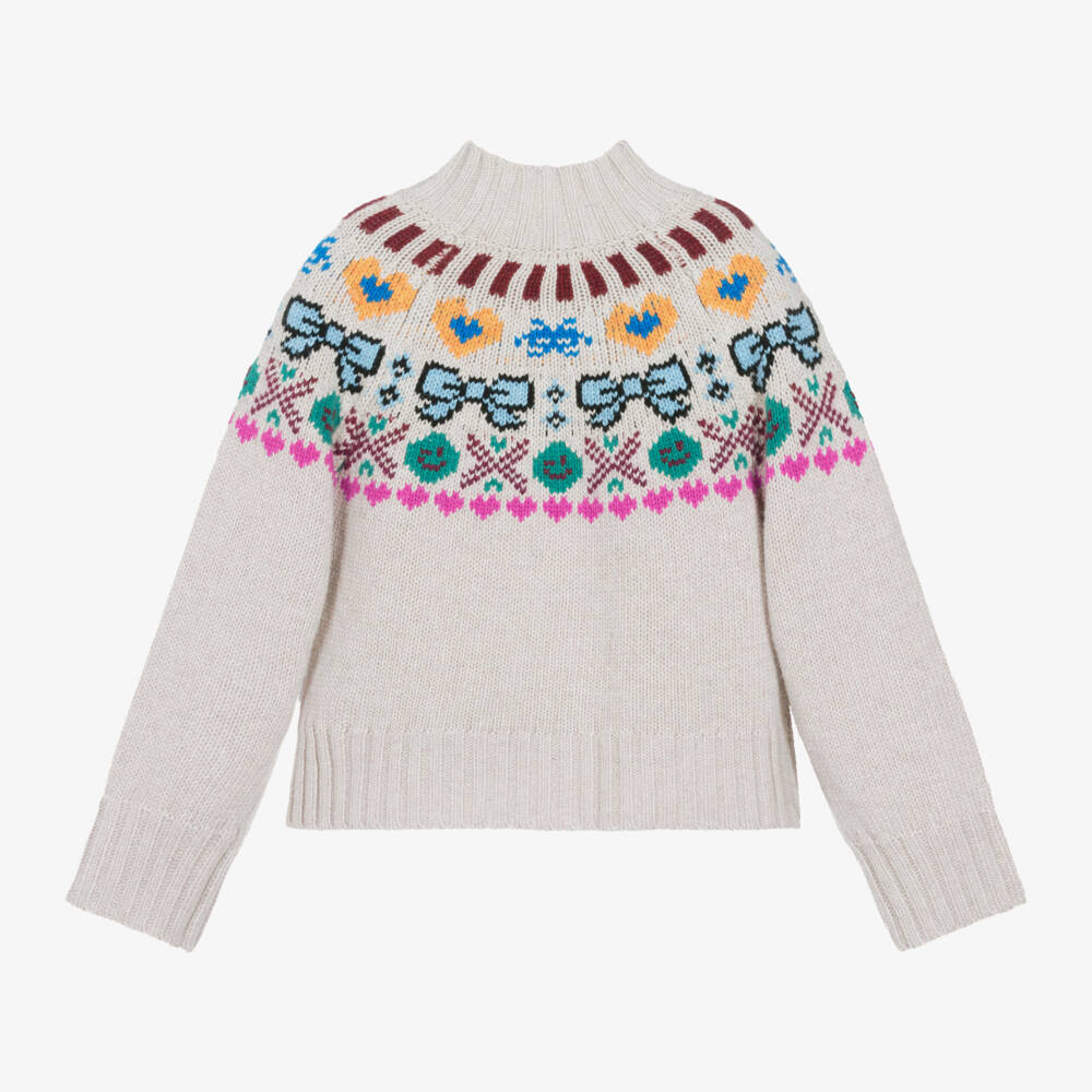 Molo-بلوفر بياقة صوف لون بيج للبنات | Childrensalon Outlet