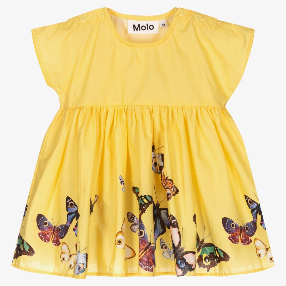 Molo-Girls Yellow Cotton Dress | Childrensalon Outlet
