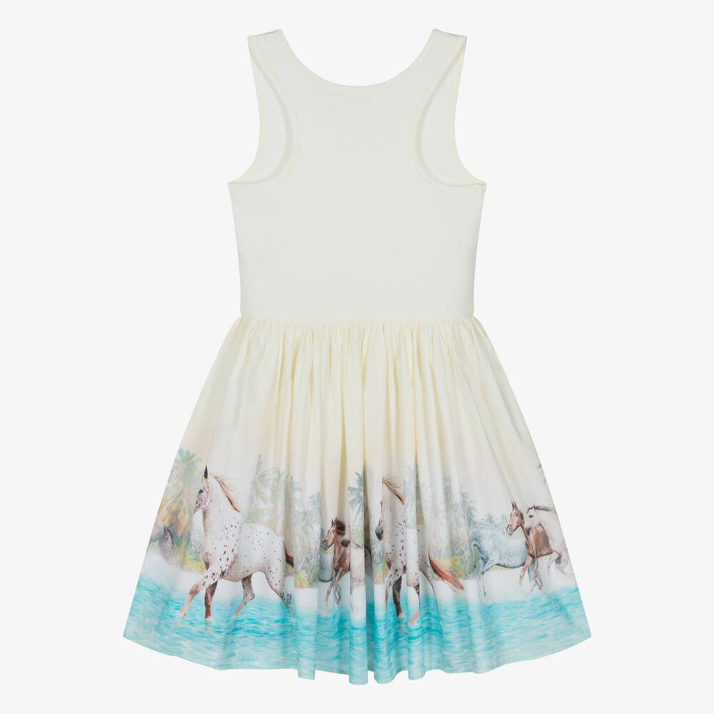 Molo-Girls Yellow Cotton Horse Dress | Childrensalon Outlet