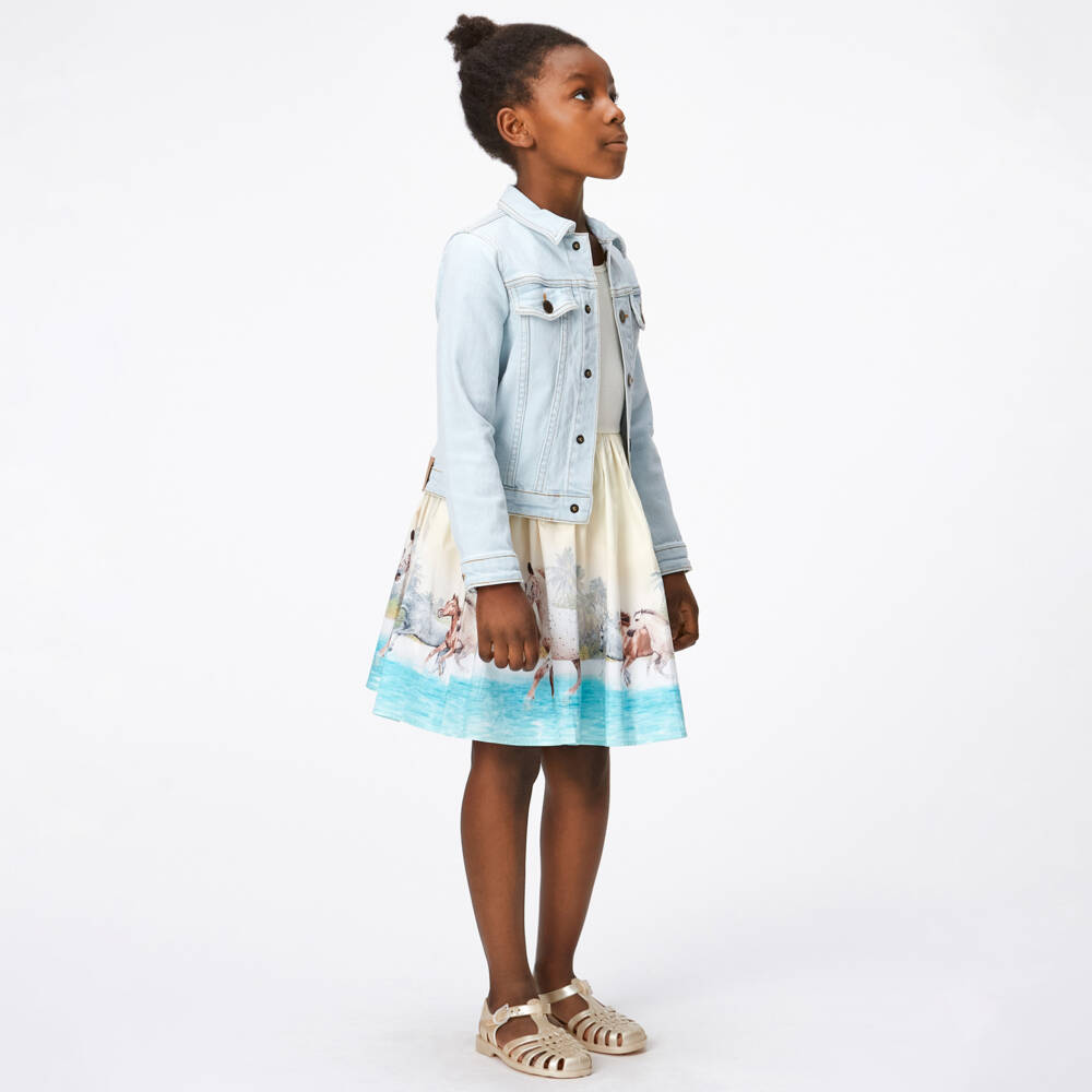 Molo-Girls Yellow Cotton Horse Dress | Childrensalon Outlet