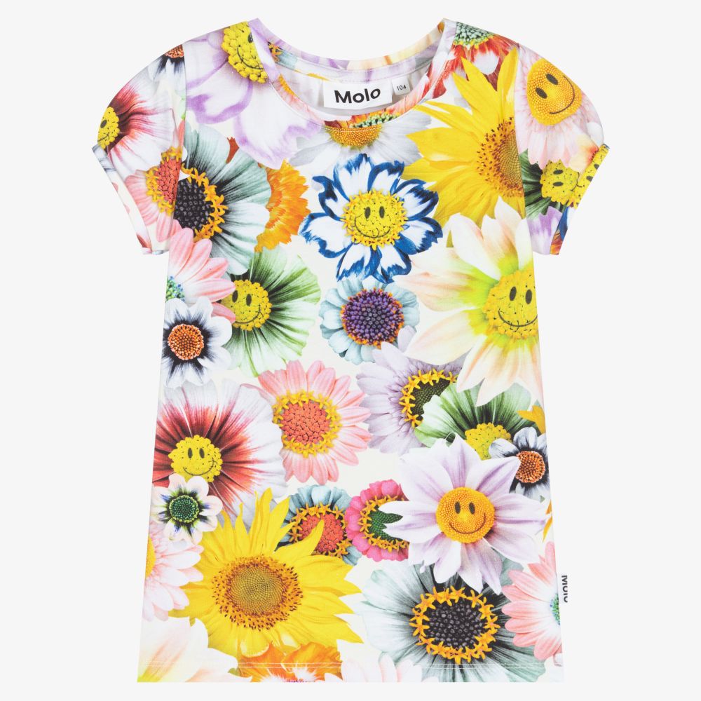 Molo - Girls Yellow Cotton T-Shirt | Childrensalon
