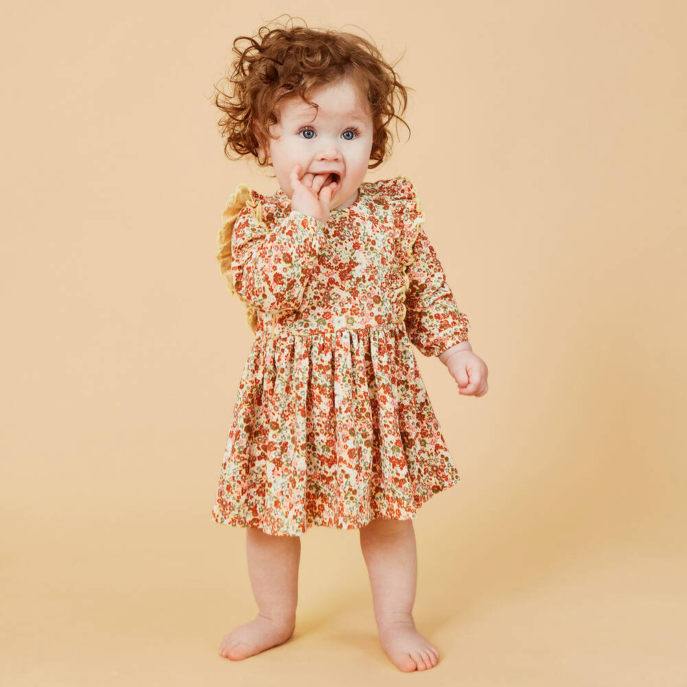 Molo-Girls Yellow Floral Dress | Childrensalon Outlet
