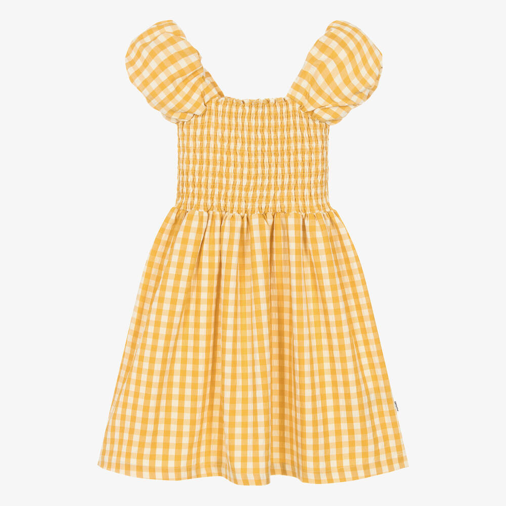 Yellow and white checkered dress online