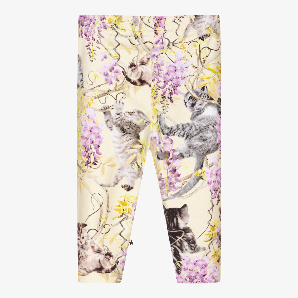 Molo-Girls Yellow Kitten Leggings | Childrensalon Outlet