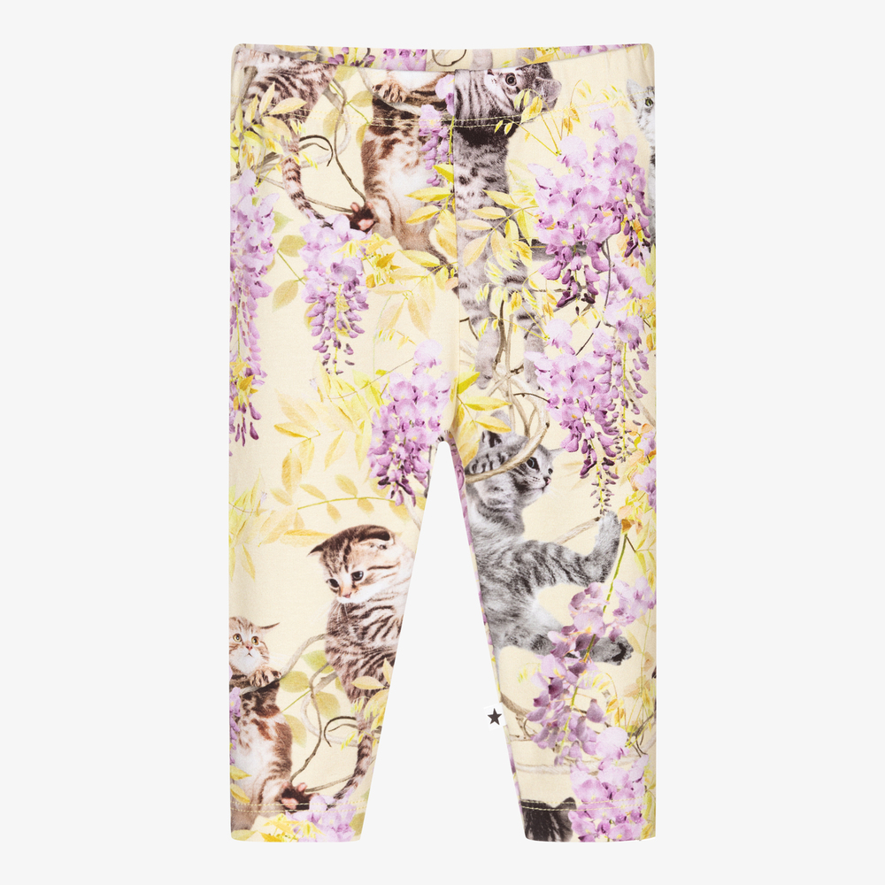 Molo - Legging jaune Chatons Fille | Childrensalon