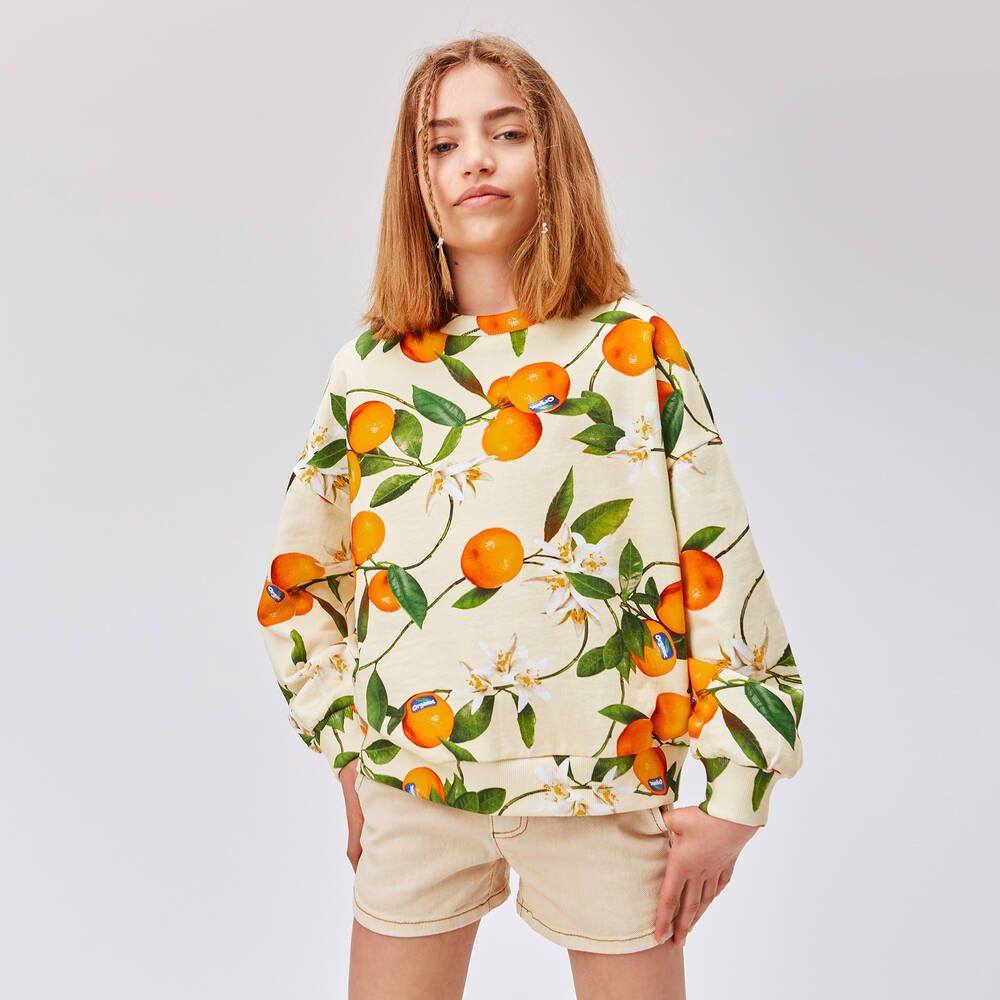 Molo-Girls Yellow Mandarin Cotton Sweatshirt | Childrensalon Outlet
