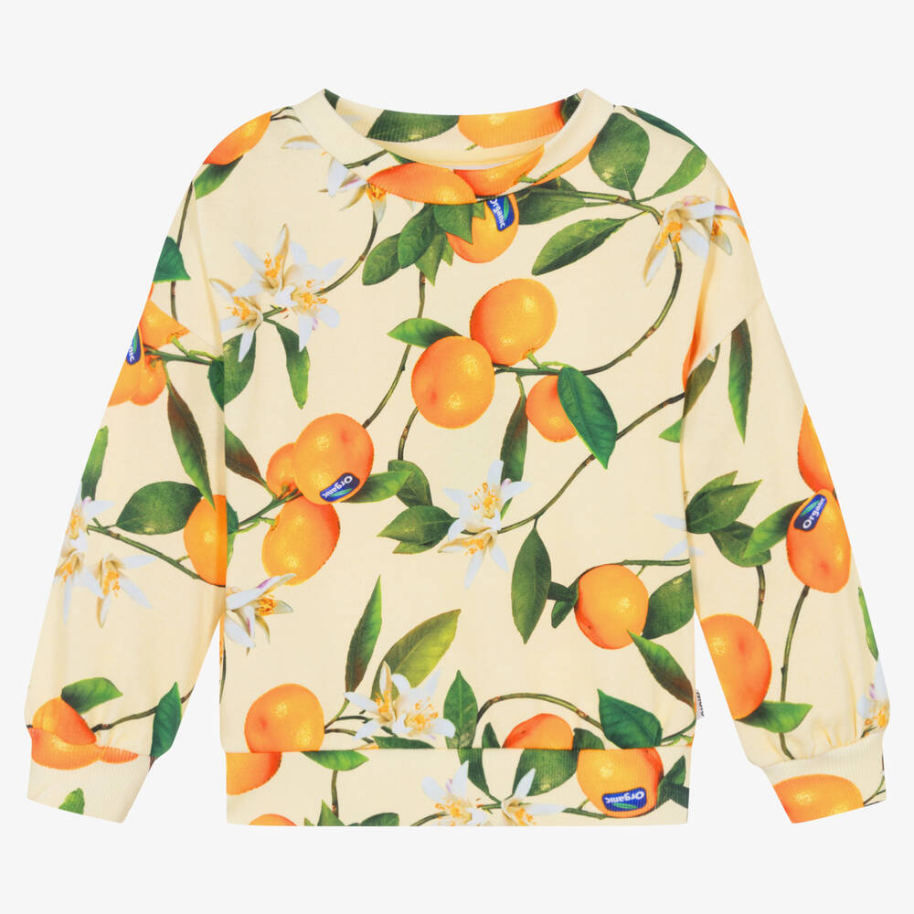 Molo - Sweat jaune en coton à mandarines | Childrensalon