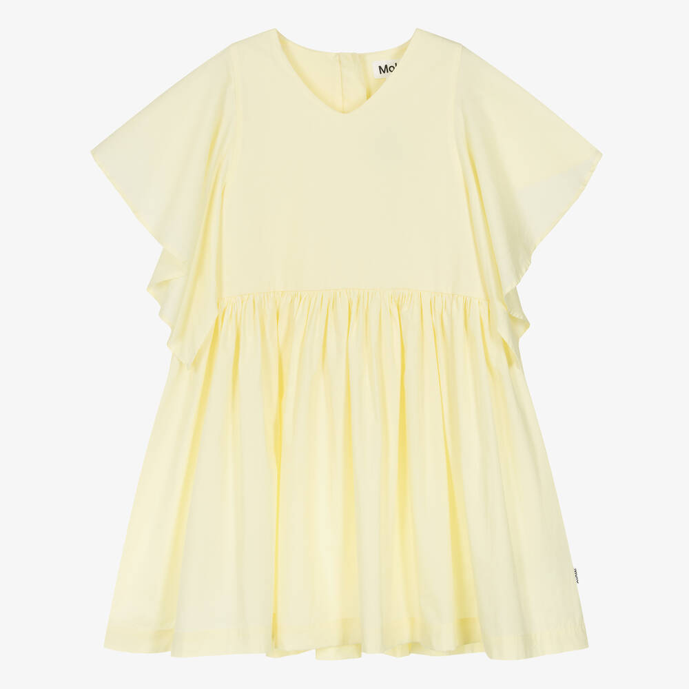 Molo-Girls Yellow Organic Cotton Poplin Dress | Childrensalon Outlet