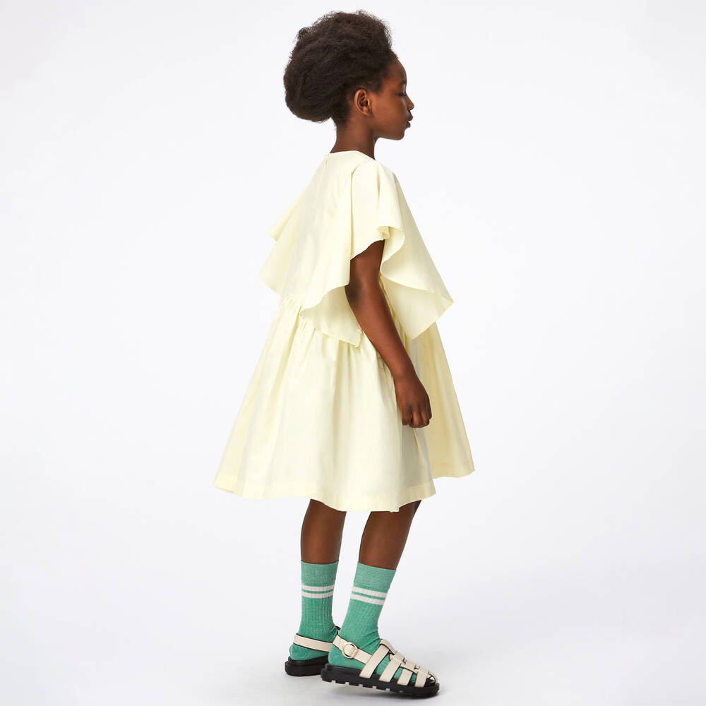 Molo-Girls Yellow Organic Cotton Poplin Dress | Childrensalon Outlet