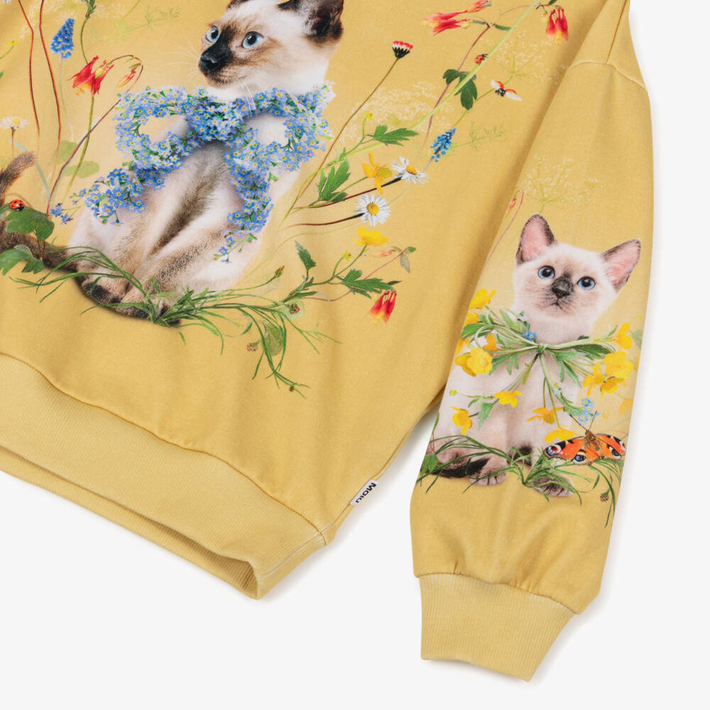 Molo-Желтый свитшот с котом для девочек | Childrensalon Outlet