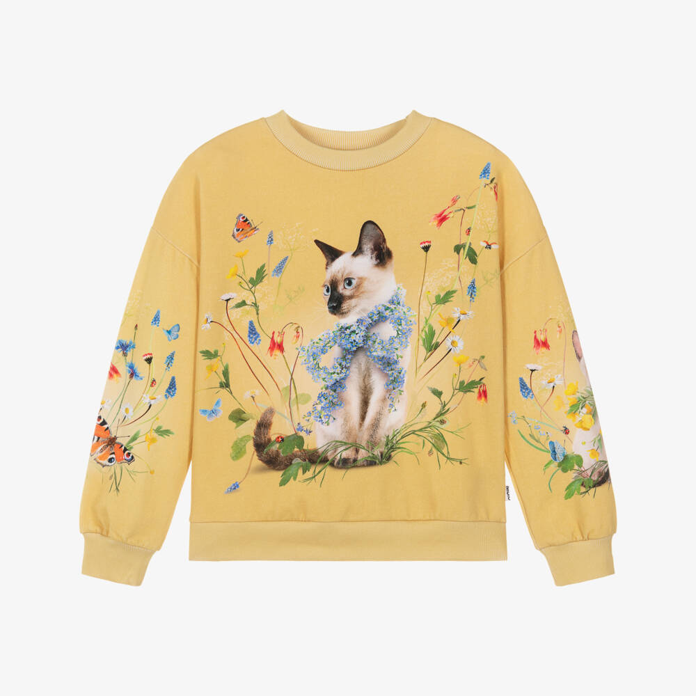 Molo-Желтый свитшот с котом для девочек | Childrensalon Outlet