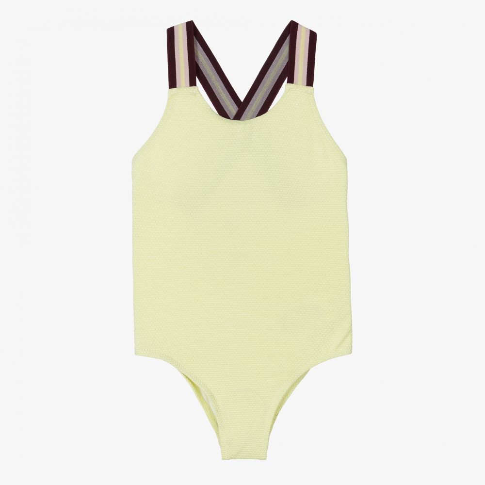 Molo - Girls Yellow Striped Swimsuit | Childrensalon