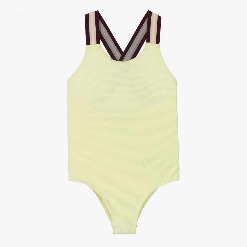 Molo-Girls Yellow Striped Swimsuit | Childrensalon Outlet