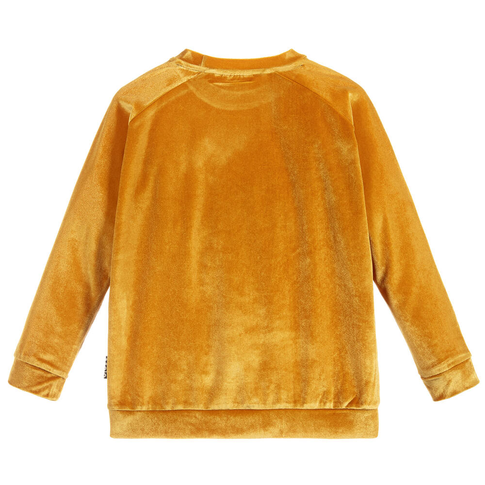 Molo-Girls Yellow Velour Sweatshirt | Childrensalon Outlet