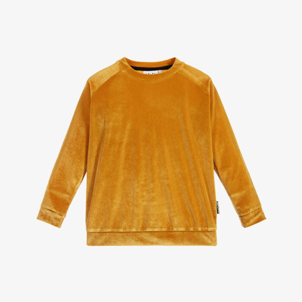 Molo-Girls Yellow Velour Sweatshirt | Childrensalon Outlet