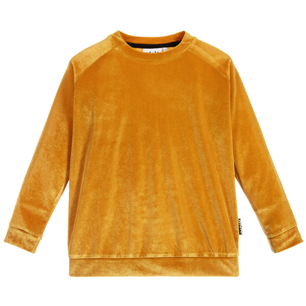 Molo - Girls Yellow Velour Sweatshirt | Childrensalon