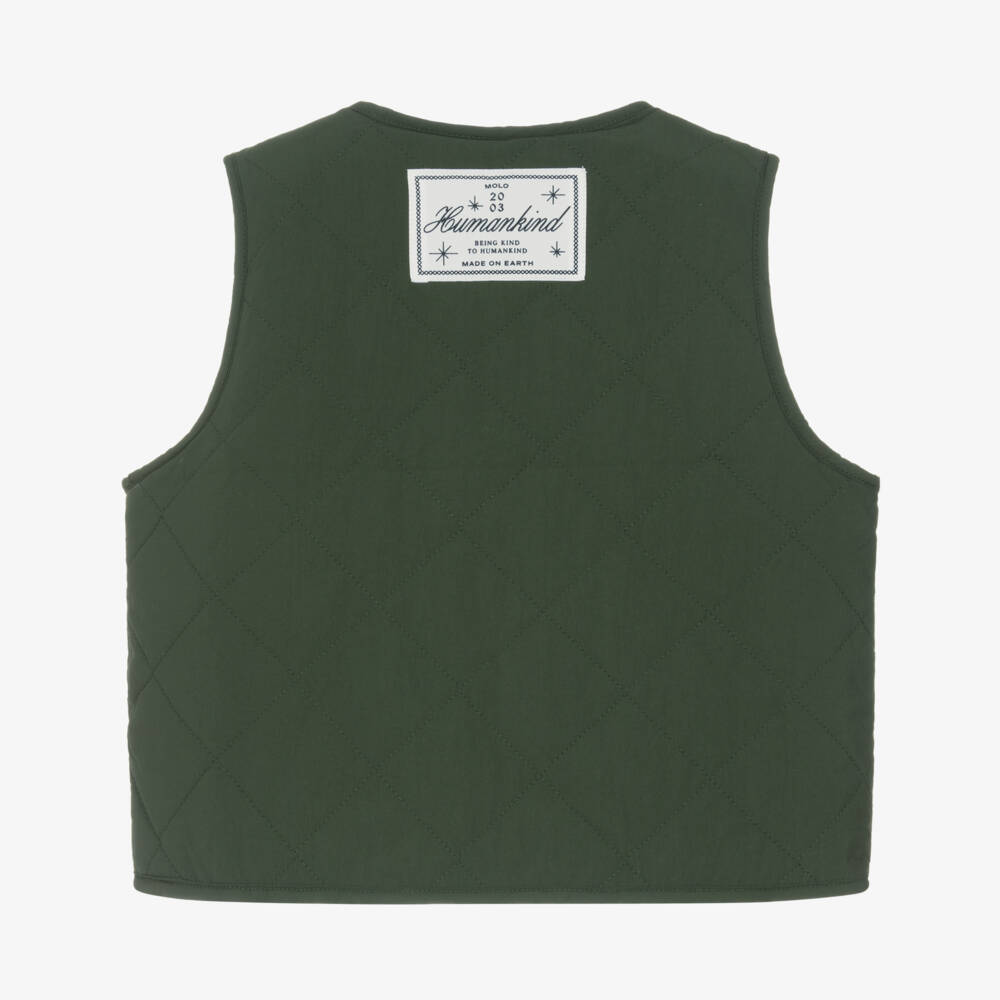 Molo-Green And Ivory Reversible Gilet | Childrensalon Outlet